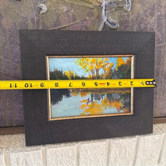 Oil painting landscape reflections autumn sunrise Willow Park golf course 2015 - Picture 2 of 14